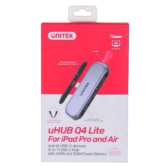 Unitek USB-C Docking Station με HDMI 4K PD Ασημί (D1070A)