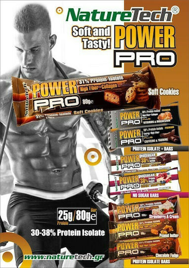 NatureTech Power Pro Higher Fiber & Collagen Bar with 31% Protein & Flavor Soft Cookies 80gr