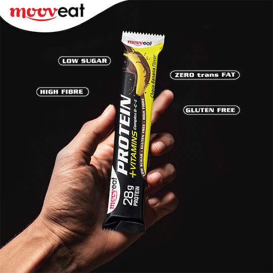 Mooveat Protein +Vitamins Baton cu 28gr Proteină & Aromă Ciocolată Banană 80gr