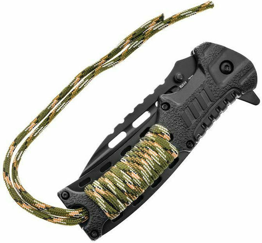 Mil-Tec Cuțit de Buzunar de Supraviețuire Paracord Negru