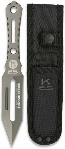 K25 Tactico Thrower Messer Grau in Lederhülle
