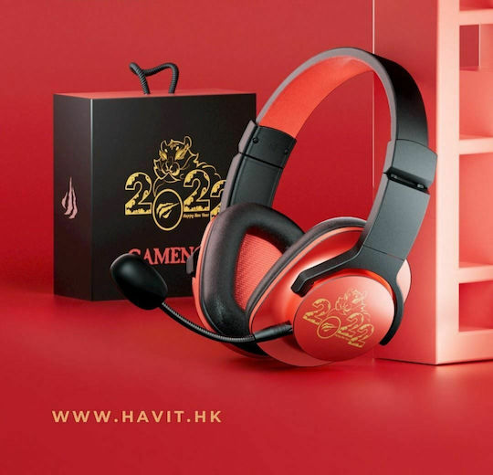 Havit H2030S Over Ear Gaming Headset with Connection 3.5mm / USB Red