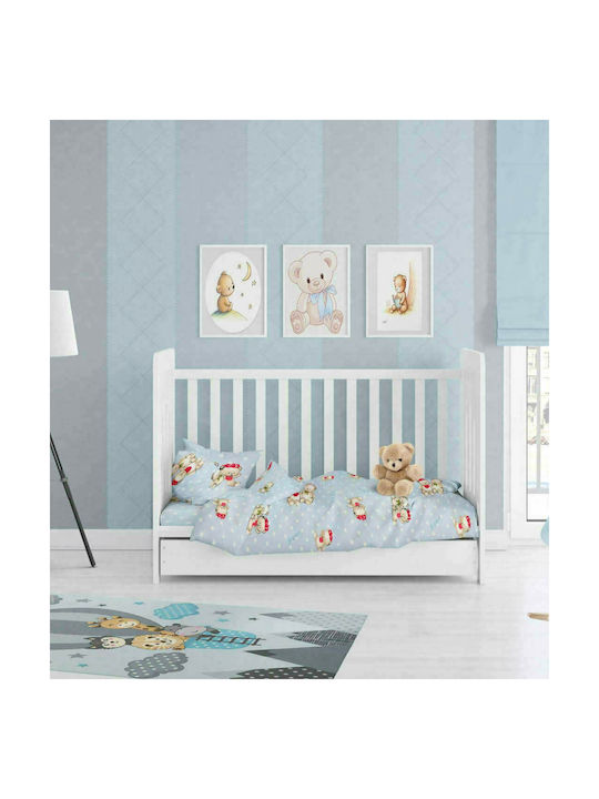Dimcol Бебешка Долна Калъфка Two Lovely Bears 64 Синьо 120x160см.