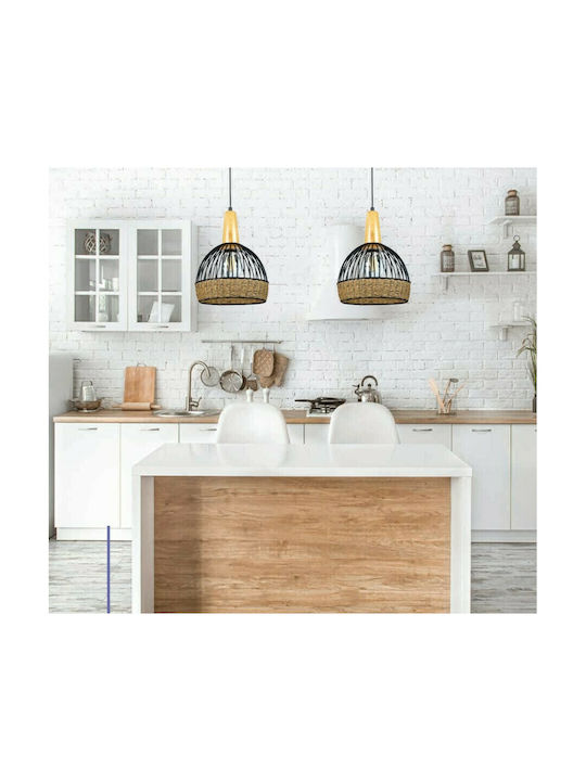 Inlight 4027 Pendant Light Black with Rope for Socket E27 20x20cm