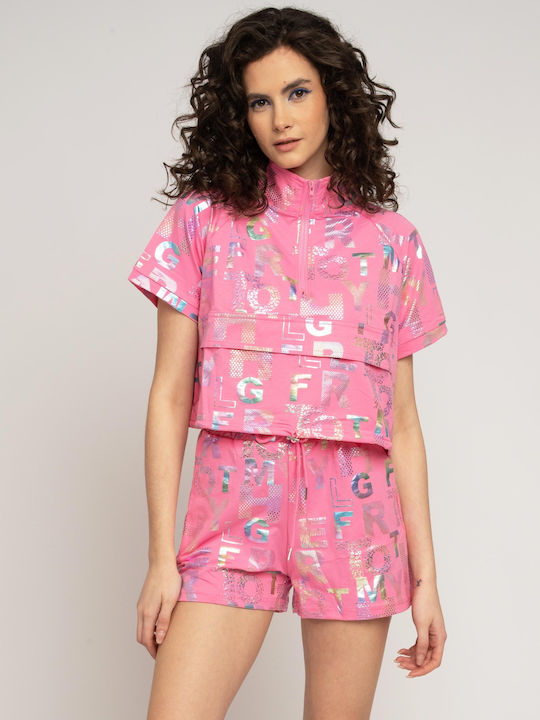 Set with short top and shorts with PINK prints