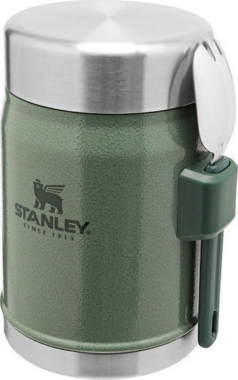 Stanley The Legendary Food Jar and Spork Δοχείο Φαγητού Inox Θερμός Hammertone Green 400ml