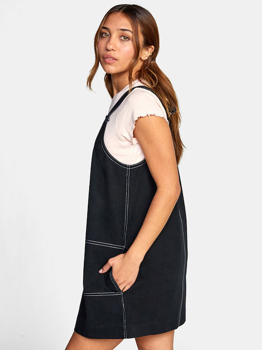 Sommer Mini Denim Damenkleid Schwarz