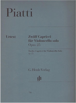 G. Henle Verlag Piatti - Twelve Capricci Παρτιτούρα για Τσέλο
