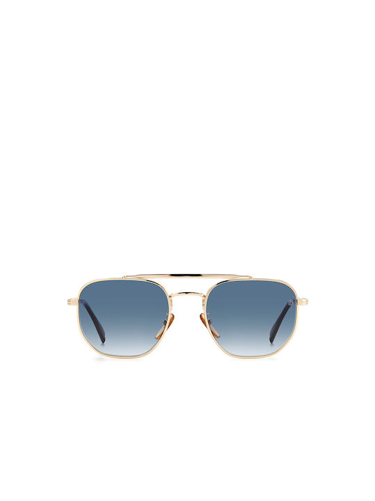 David Beckham Sunglasses with Gold Metal Frame and Blue Gradient Lens DB 1079/S 06J/08