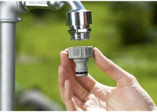 Gardena 18221-50 Ρακόρ Βρύσης και με Σπείρωμα 3/4" με Αρσενικό-Αρσενικό Σπείρωμα 26.5mm Γκρι