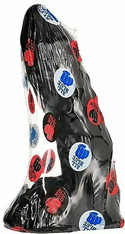 All Black Enigma Glass Dildo with Scrotum Black 23cm