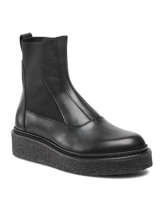 Emporio Armani Men's Leather Chelsea Ankle Boots Black