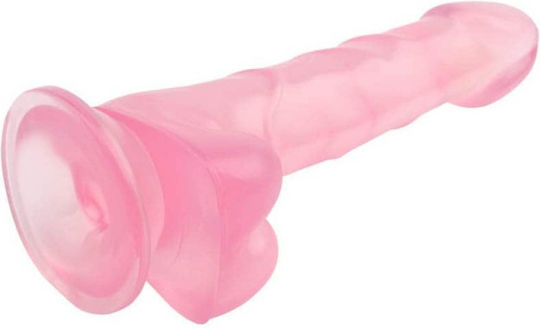 Chisa Novelties Hi-Rubber Dildo Реалистично дилдо с Топки и Вендуза Розов 19см