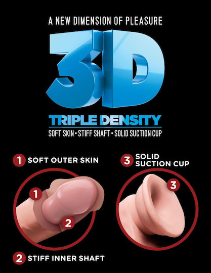 King Cock Triple Density Реалистично дилдо с Топки и Вендуза Плът 17см