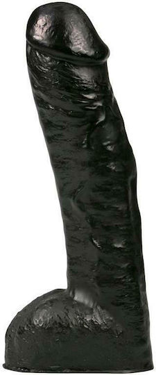 All Black Bratwurst Ρεαλιστικό Dildo με Όρχεις και Βεντούζα Μαύρο 29cm
