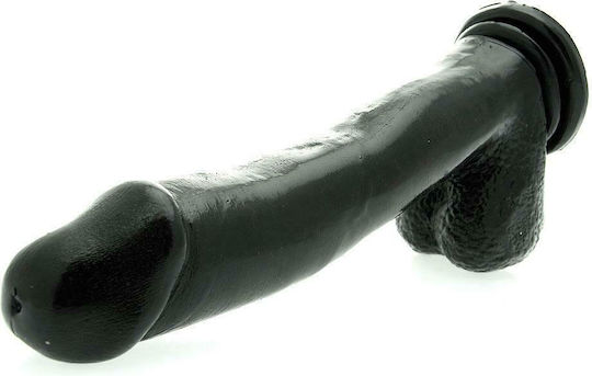 Basix Rubber Works Ρεαλιστικό Dildo με Όρχεις και Βεντούζα Μαύρο 30cm