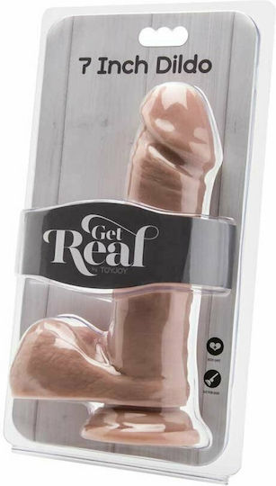 ToyJoy Get Real Dildo with Balls Glass Dildo with Balls and Suction Cup Natural 18cm