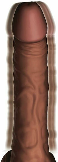 King Cock Triple Threat Realistic Vibrator Thrusting Cock with Balls 19cm Brown