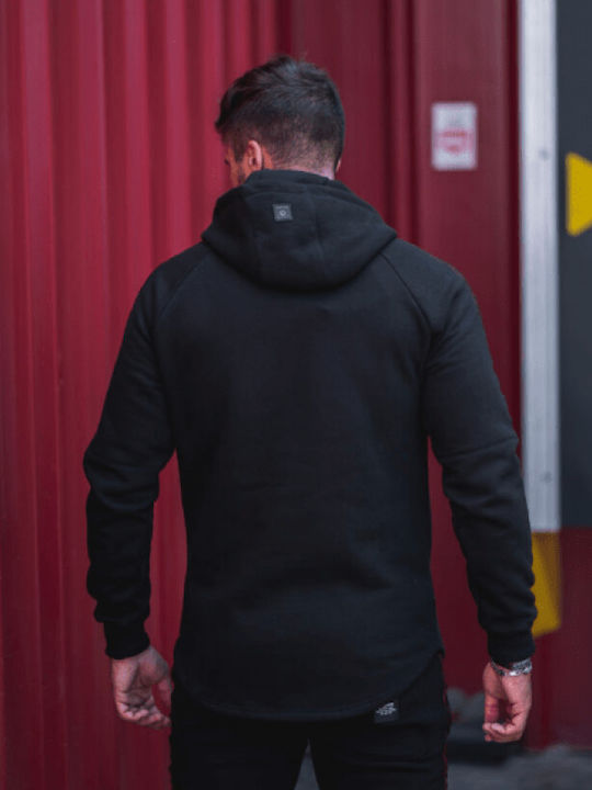 Tresor Men's Sweatshirt Jacket with Hood and Pockets Black