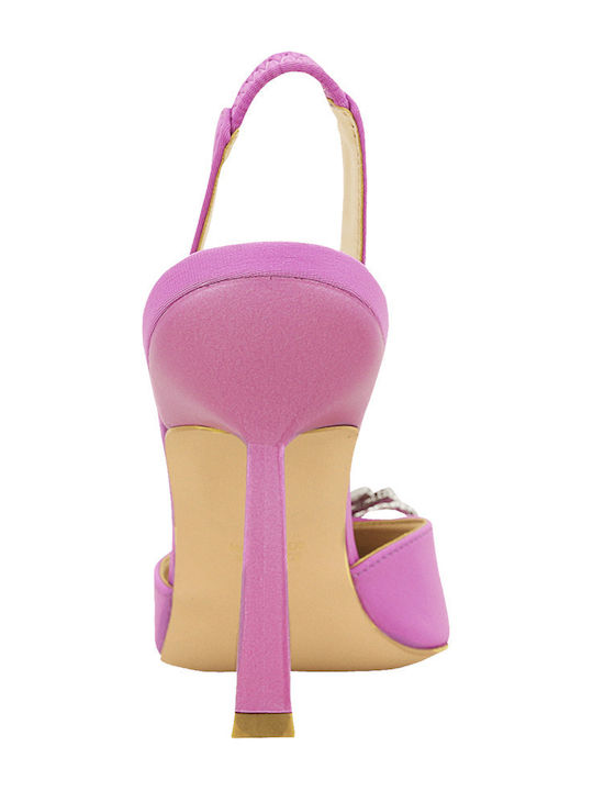 Leather Pointed Heels with Purple Stiletto Heel