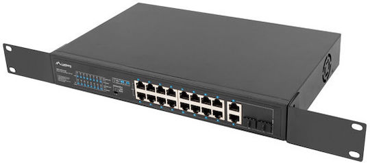 Lanberg RSFE-16P-2C-250 Unmanaged L2 PoE+ Switch με 16 Θύρες Gigabit (1Gbps) Ethernet και 2 SFP Θύρες