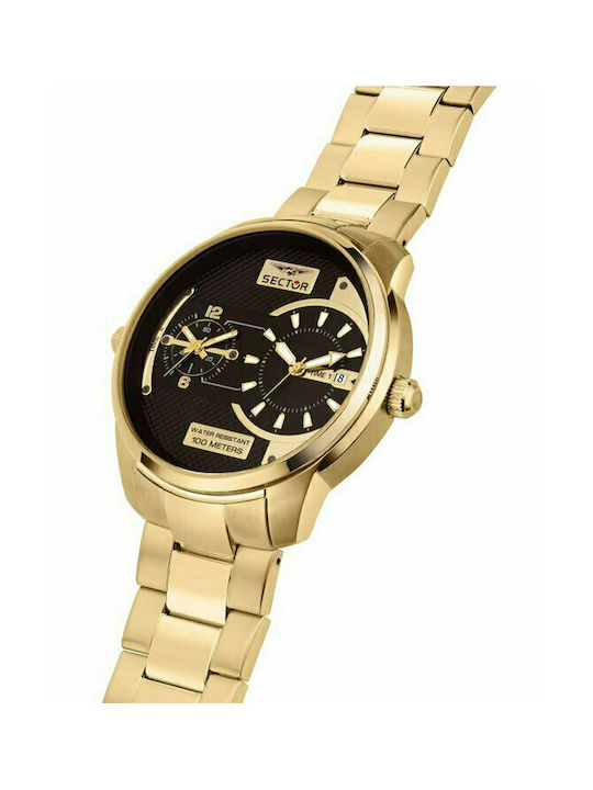 Sector Oversize Watch Chronograph Battery with Gold Metal Bracelet