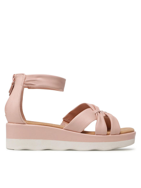 Clarks Clara Rae Women's Leather Ankle Strap Platforms Pink