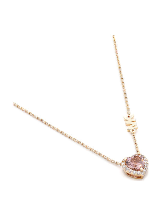 Michael Kors Premium Necklace with design Heart from Gold Plated Silver with Zircon Premium