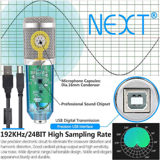 Next GS-800 Σετ Πυκνωτικό Μικρόφωνο USB Επιτραπέζιο, Shock Mounted για Φωνητικά σε Κόκκινο Χρώμα