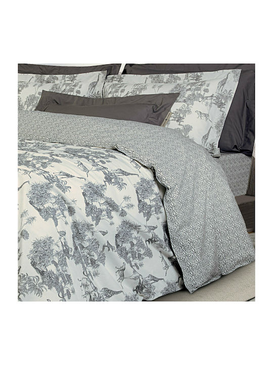 Greenwich Polo Club Duvet Cover Set Cotton Queen with 2 Pillowcases 220x240 2117 Grey / Cream