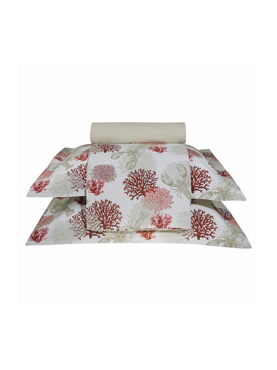Greenwich Polo Club Duvet Cover Set Cotton Queen with 2 Pillowcases 220x240 2120 Red / Cream