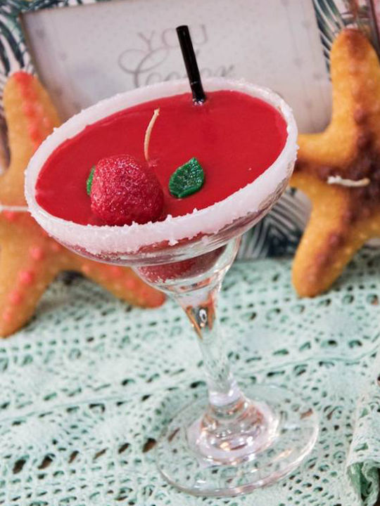 Easter Candle Scented and Handmade Cocktail Strawberry 15cm