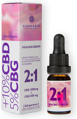 KannaBio Healing 2:1 Öl Hanfprodukte (CBD) in Drops mit 10% CBD & mit 5% CBG 10ml