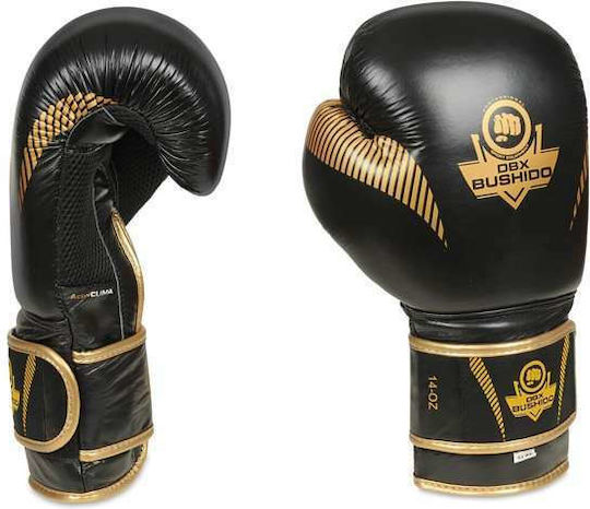 DBX Bushido B-2v13 Boxing Gloves Leather for Competition Black