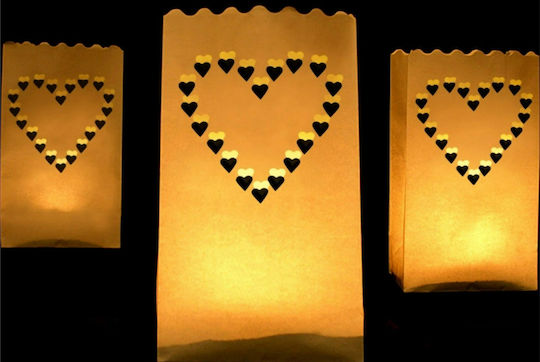 PartyDeco Φαναράκι Γάμου Καρδιά 10τμχ 25cm