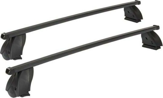 Cam Metallic Car Roof Bars 112cm for Alfa Romeo Alfa 146 4D Set with Roof Rack Legs Black
