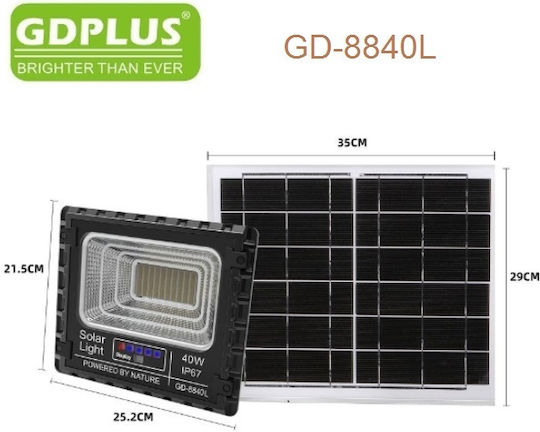 GDPLUS Waterproof Solar LED Floodlight 40W with Remote Control IP67