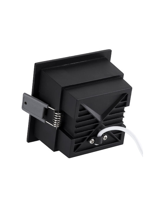 GloboStar Pluto M Square Metallic Recessed Spot with Integrated LED and Warm White Light Black 8.4x8.4cm. 1pcs
