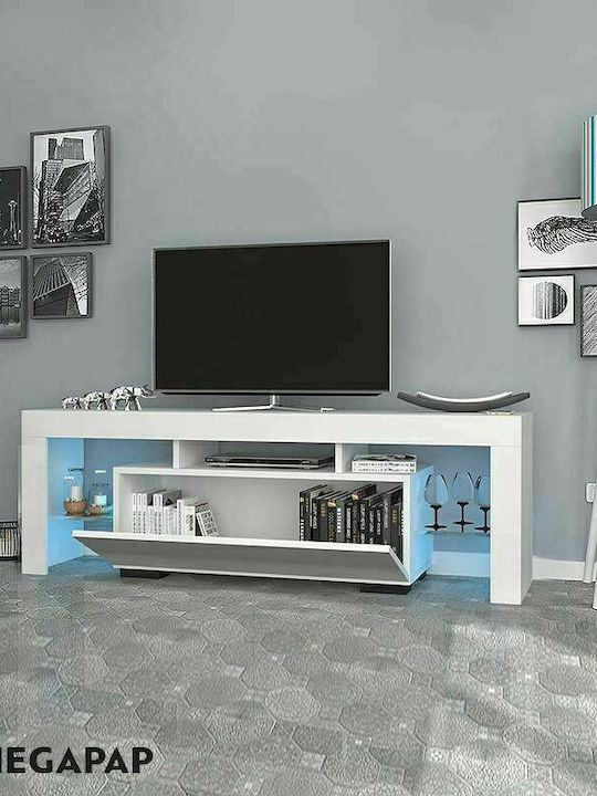 Stand TV Stilo Cu Iluminare LED Alb L150xA37xÎ52cm