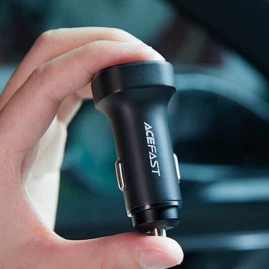 Acefast B2 Car Charger 72W Fast Charging with Ports 2xUSB Black Color