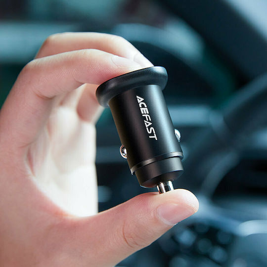 Acefast B1 Încărcător Auto Cu Mufă De Brichetă 38W Încărcare Rapidă Cu Porturi 1xUSB 1xType-C Culoare Neagră