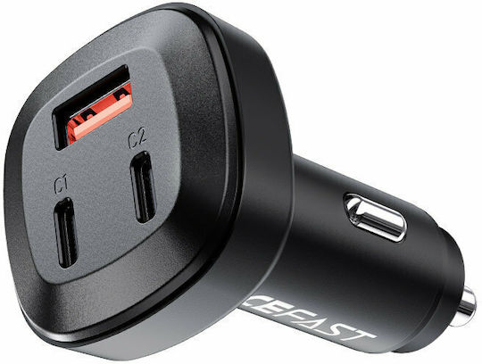 Acefast B3 Autoladegerät 66W 4A Schnellladen mit Anschlüssen: 1xUSB 1xType-C Schwarz Farbe