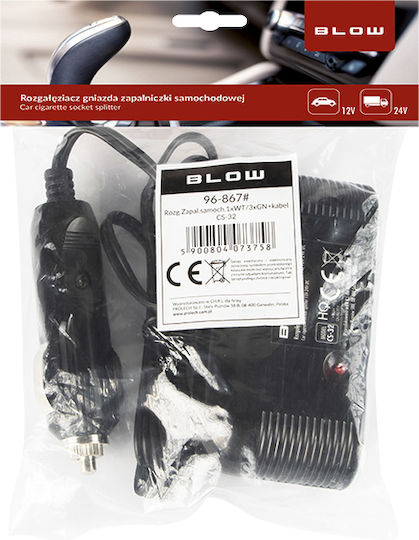 Blow CS-32 Încărcător Auto 10A cu Porturi: 3xBrichetă