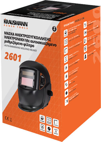 Krausmann Welding Helmet with 92x42mm Visual Field Black