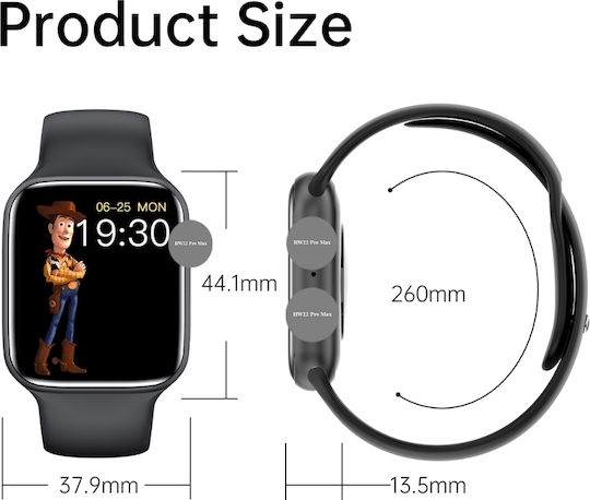 WearFit HW22 Pro Max 45mm Smartwatch with Heart Rate Monitor (Total Black)