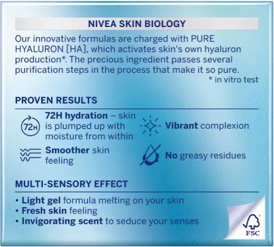 Nivea Hydra Skin Effect Wake Up 72ωρο Ενυδατικό Gel Προσώπου Ημέρας με Υαλουρονικό Οξύ 50ml