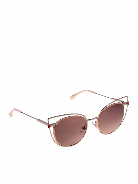 Fendi Palladium Women's Sunglasses with Orange Metal Frame and Gray Gradient Lens FF 0176/S 010