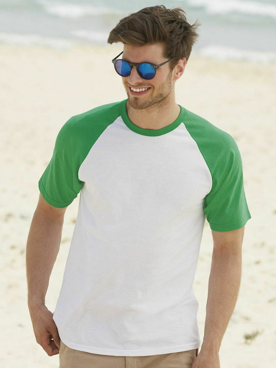 Fruit of the Loom Valueweight Baseball T Bărbătesc Alb/Verde Kelly