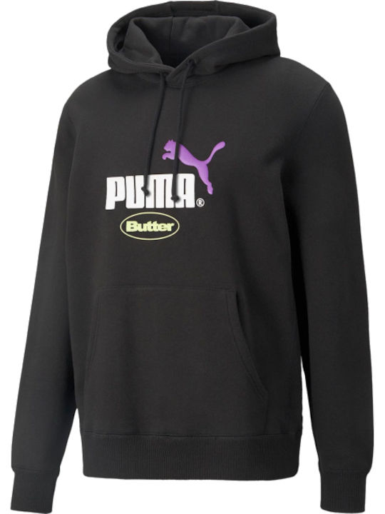 Puma x Butter Goods Men's Sweatshirt with Hood and Pockets Black