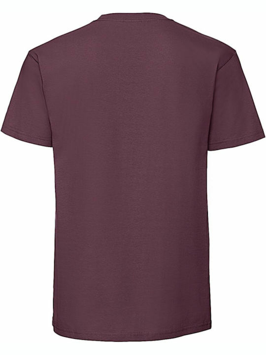 Fruit of the Loom Ringspun Premium T Ανδρικό Διαφημιστικό T-shirt Κοντομάνικο Burgundy